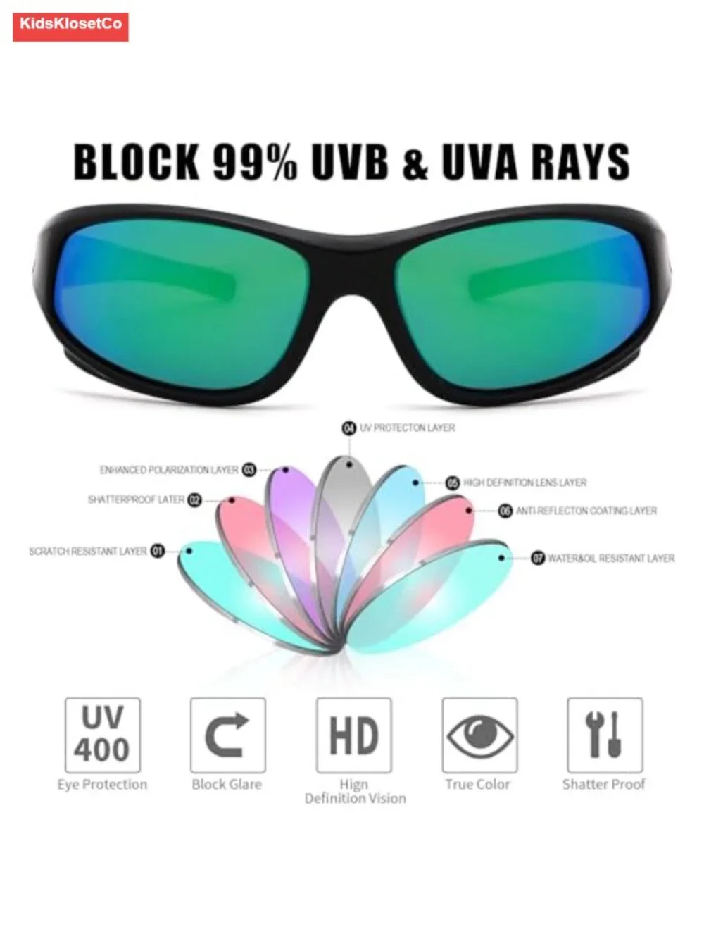 Polarized Sports Sunglasses with Strap for Kids